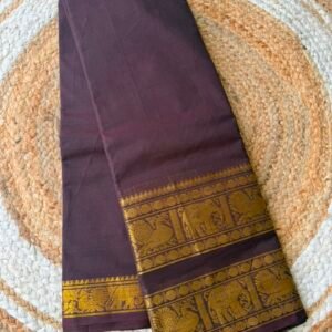 chettinad cotton brown saree with blouse